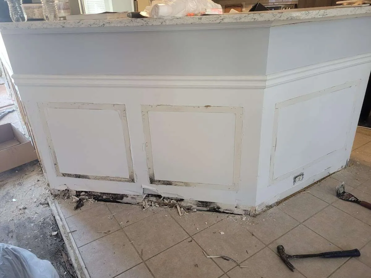 Water damage and mold on kitchen during Storm Damage Restoration in Cold Spring